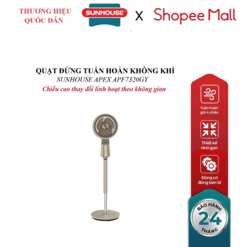 QUẠT ĐỨNG TUẦN HOÀN KHÔNG KHÍ SUNHOUSE APEX APF7320GY, Điều khiển cảm ứng, điều khiển từ xa, chiều cao linh hoạt
