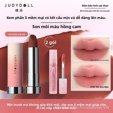 Son thỏi lì Judydoll chất kem mịn dưỡng ẩm không lộ vân môi màu sắc đa dạng
