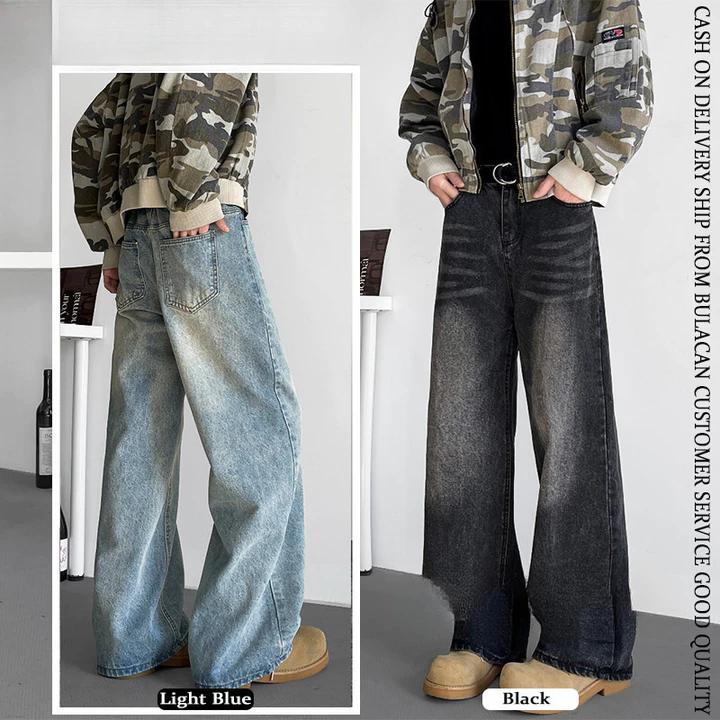 Quần Rời Nam Đen Quần Nam Quần Rộng Quần Nam Quần Denim Quần Xanh / Đen Quần Nam Phong Cách Retro Quần Rời Nam Quần Jean Rửa Nam Dạo Phố Jnco Je