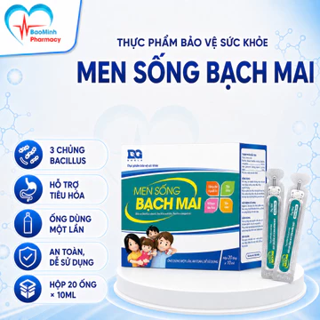 Men sống Bạch mai Men vi sinh cho bé Tiêu chảy Táo bón Rối loạn tiêu hóa cho trẻ 3 chủng lợi khuẩn