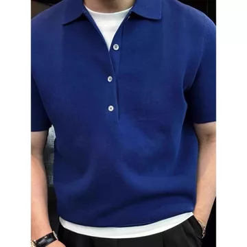 áo nam có cổ polo nam cao cấp Quần áo nam phù hợp với tất cả các kết cấu siêu nhỏ dệt kim áo sơ mi Polo ngắn tay mùa hè đơn giản và thời trang áo phông nam ve áo