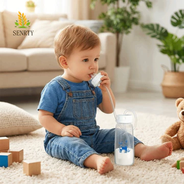 Bình sữa SENRTY, Bình sữa không tay 150 / 240ml, Bình sữa PP đáng yêu Dễ dàng sử dụng ống hút Núm vú giả bình sữa cho trẻ sơ sinh