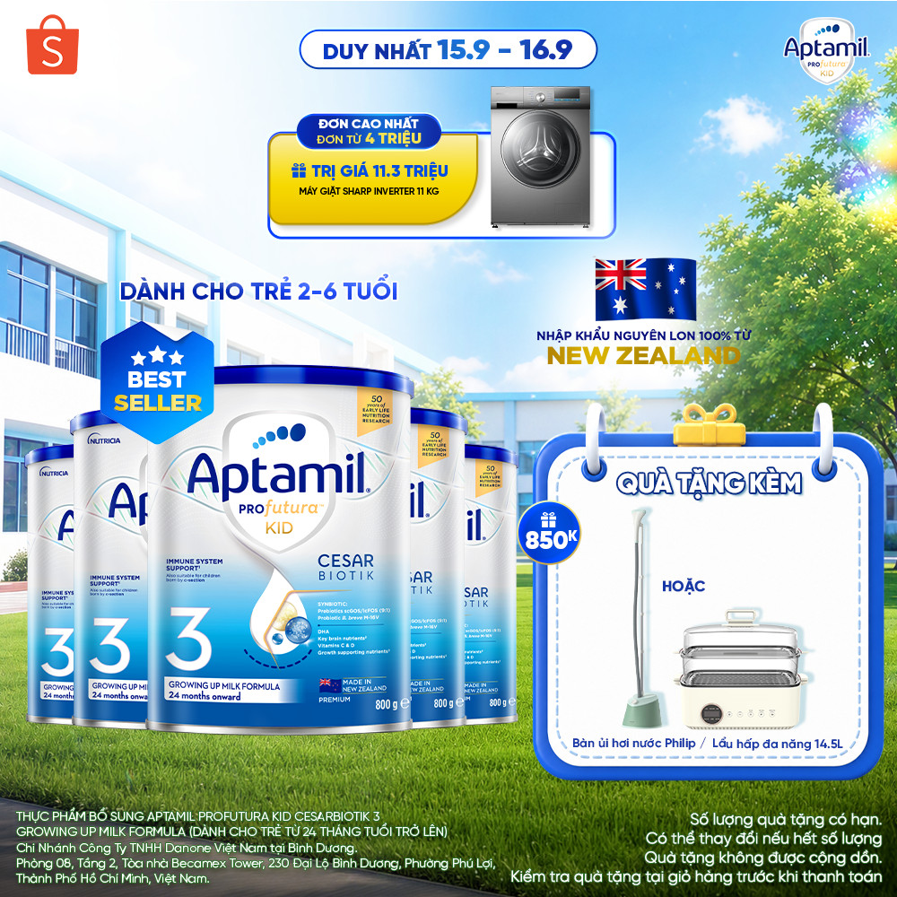 [MUA KÈM DEAL SỐC] CB5 Sữa bột Aptamil Kid Cesarbiotik New Zealand số 3 - Synbiotic đặc chế