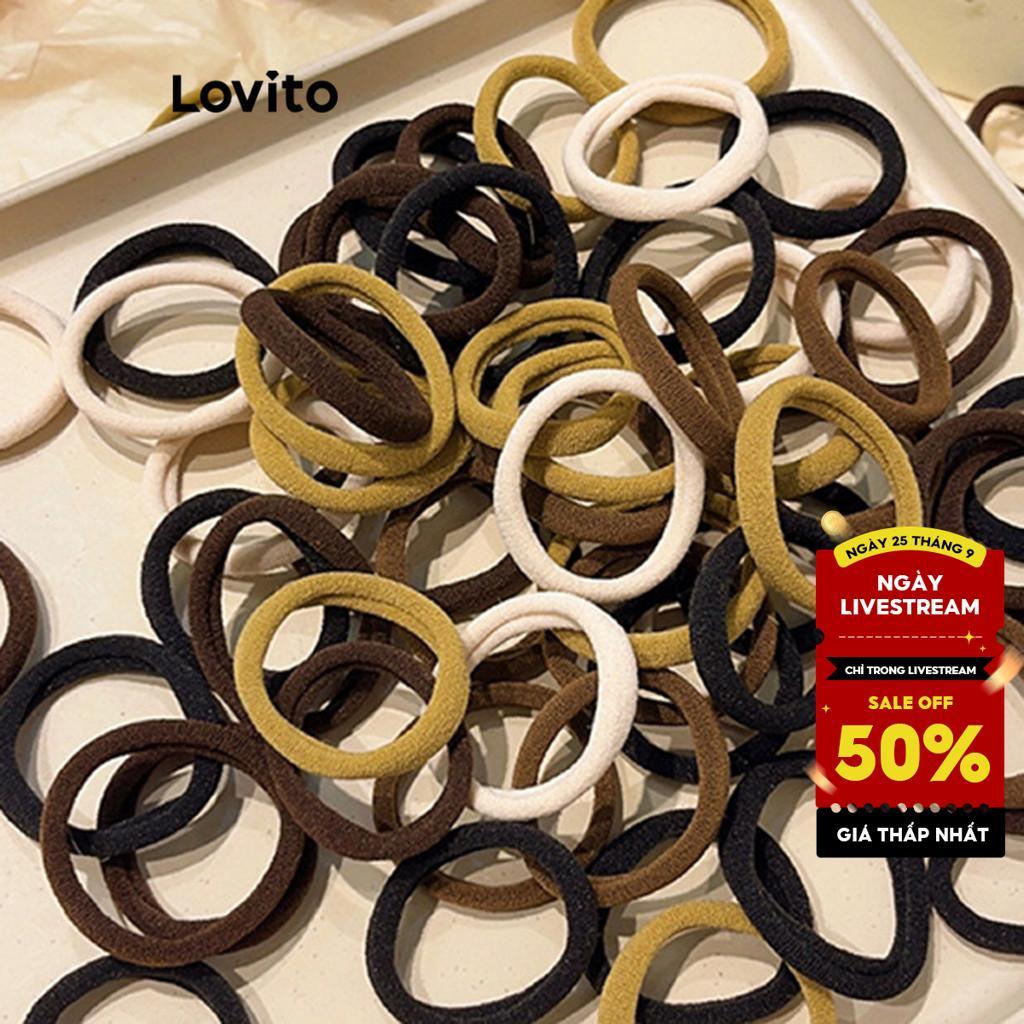 Lovito Dây Buộc Tóc Phong cách thường ngày Gói Trơn 100 Que Trà Sữa Màu Dây Buộc Tóc Liền Mạch Cho Nữ LFA08528