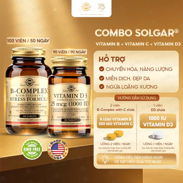 Viên Uống B-Complex With C Solgar - Bổ Sung Vitamin B Và Vitamin C,Tăng Cường Sức Khỏe,Giảm Căng Thẳng Mệt Mỏi 100v