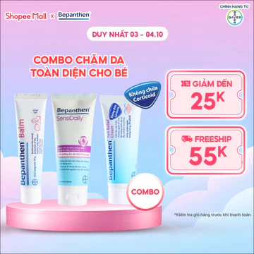 Combo Chăm Da Toàn Diện Cho Bé: Kem Chống Hăm Bepanthen Balm + Kem Giảm Ngứa Itch Relief + Kem Dưỡng Ẩm Sensidaily