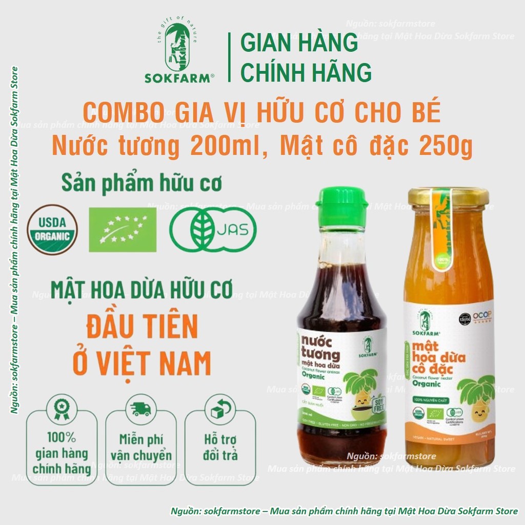 Combo gia vị hữu cơ cho bé từ mật hoa dừa sokfarm giúp bé ngon miệng mỗi ngày mẹ an tâm từng bữa