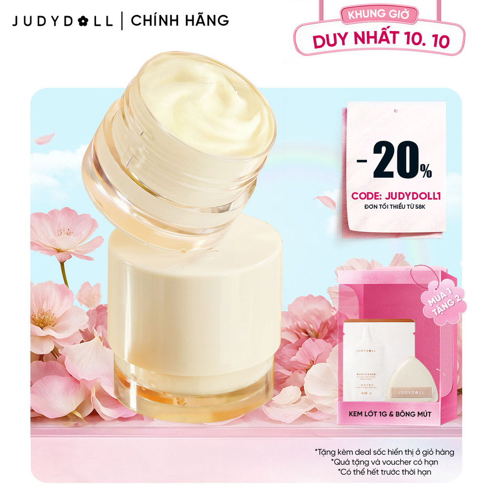 JUDYDOLL Kem lót Judydoll Makeup Base Dưỡng ẩm Kiềm dầu Lâu Trôi Chống xuống tông 30g