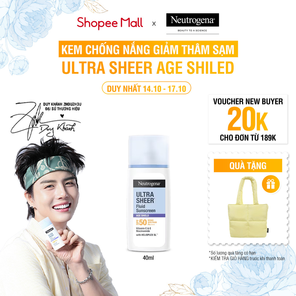 Kem chống nắng Neutrogena® Ultra Sheer Fluid Sunscreen Age Shield SPF 50 Broad Spectrum PA++++ 40ml