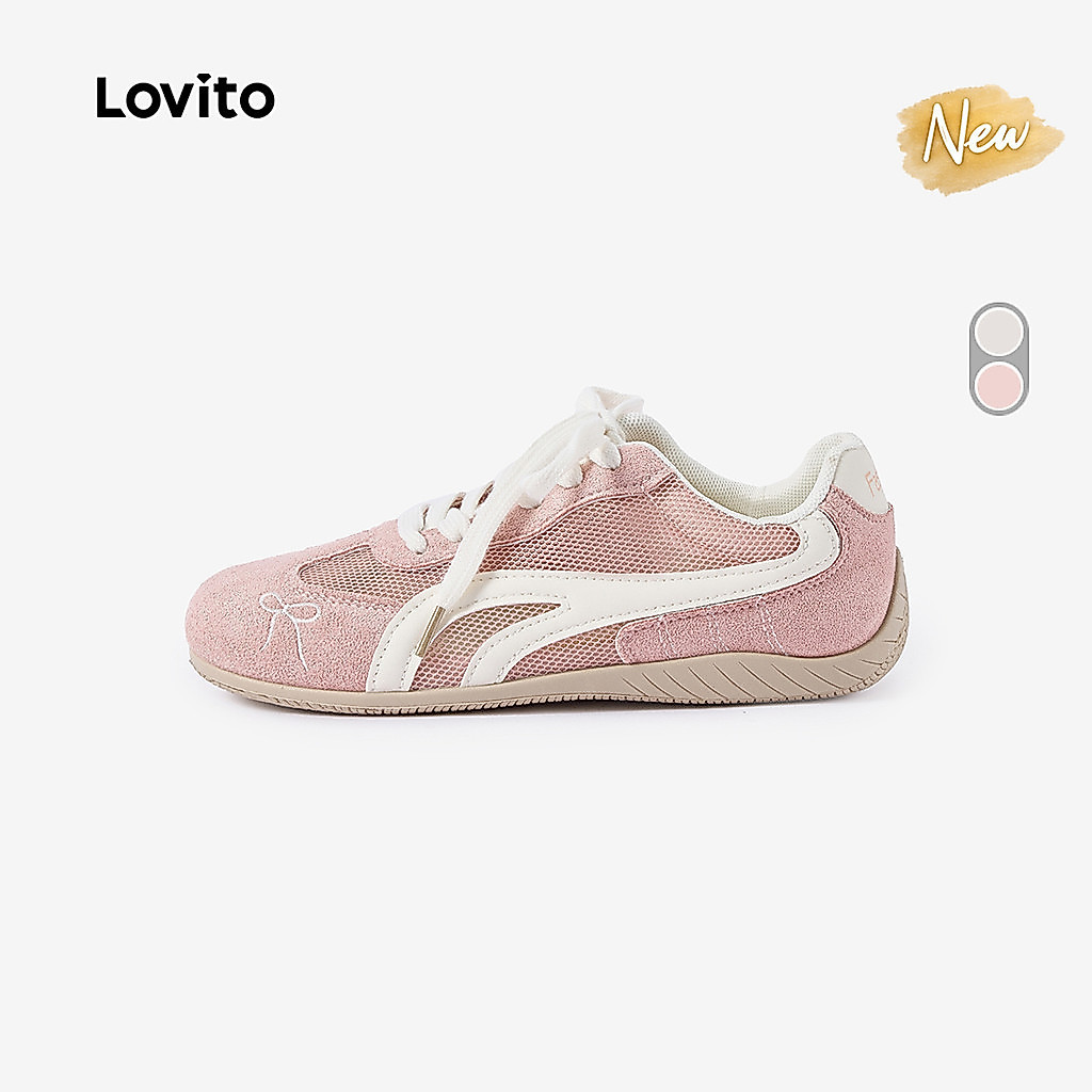 (New Arrival) Lovito Giày Thể Thao Nữ Với Thiết Kế Mũi Tròn Thoải Mái Và Họa Tiết Cảm Quan Thiết Kế SNFB127FX005