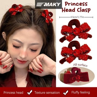 Newwellknownepic 1 Cặp Tóc Nhung Đỏ Vuốt Nơ Thắt Tóc Nhỏ Kẹp Tóc Nữ Kẹp Tóc Bé Gái Cua Valene Quà Tặng Ngày VN