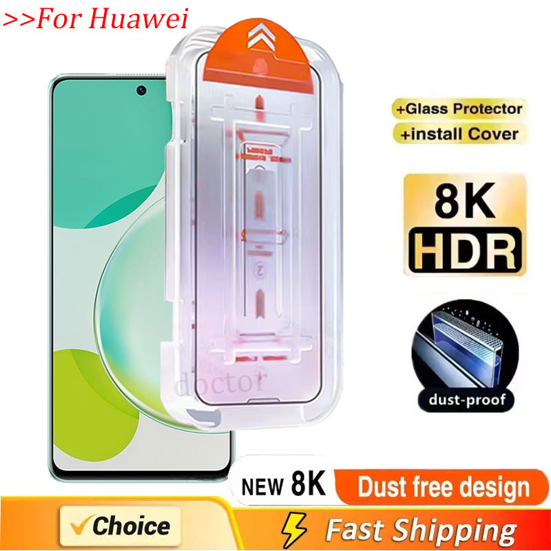 Kính cường lực Tự hút bụi,Khung tự dán cho Huawei Nova Y90 Y71 Y70 Plus Y61 12 12i 11 11i 10 9 SE P50 P50E Y8P Y7A Y6P 5G 4G 2025