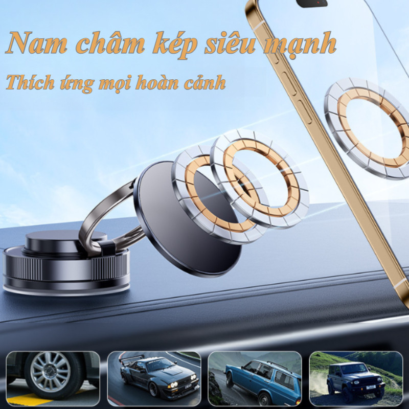 Giá Đỡ Điện Thoại Ô Tô Từ Tính 360° - Đế Hút Chân Không, Điều Chỉnh Linh Hoạt, Chống Rung Hiệu Quả