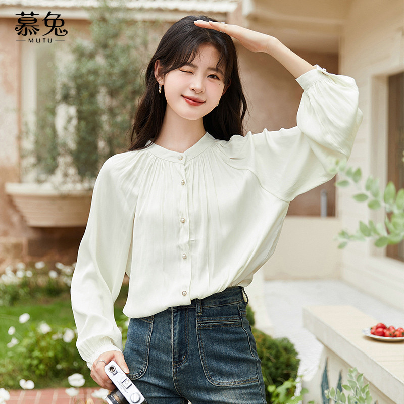 Mutu Pháp - Áo sơ mi retro xếp ly dài tay nữ, xu hướng mới cho mùa xuân 2026
