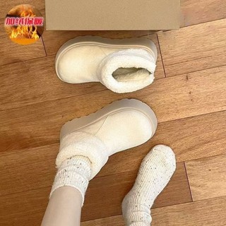 Ngón Chân Tròn Dày Đế Chống Thấm Nước Giày Bốt Ngắn Nữ Lưng Dây Kéo Sang Trọng