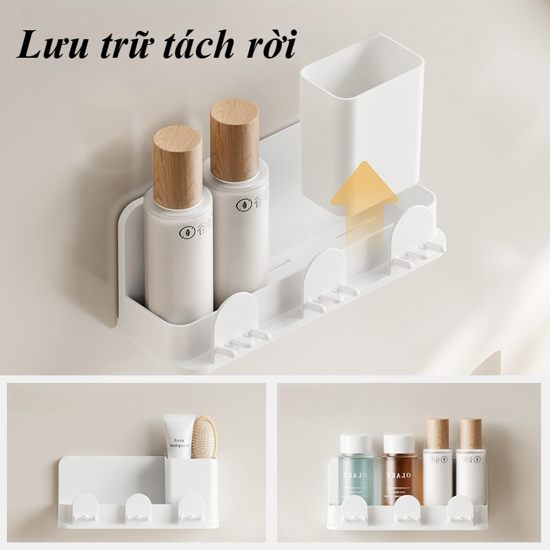 Kệ Để Bàn Chải & Kem Đánh Răng Thông Minh - 2-3 Cốc, Dán Tường Chắc, Tiết Kiệm Không Gian Nhà Tắm