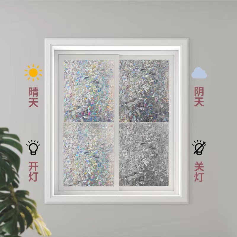 Miếng dán kính tĩnh điện PVC | Dán kính cách nhìn, không cần keo | Trang trí cửa sổ, phòng tắm, văn phòng