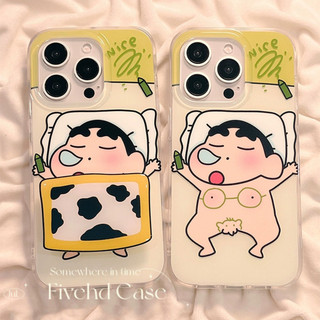 Ins Fun Hoạt Hình Dễ Thương Crayon Shin-chan Giá Đỡ Lấp Lánh Bling Vỏ Cho iPhone 17 11 16 16E 15 14 13 12 Pro Xs Max XR X 7 8 6 Plus SE Vỏ Điện Thoại TPU Mềm Vỏ Bảo Vệ