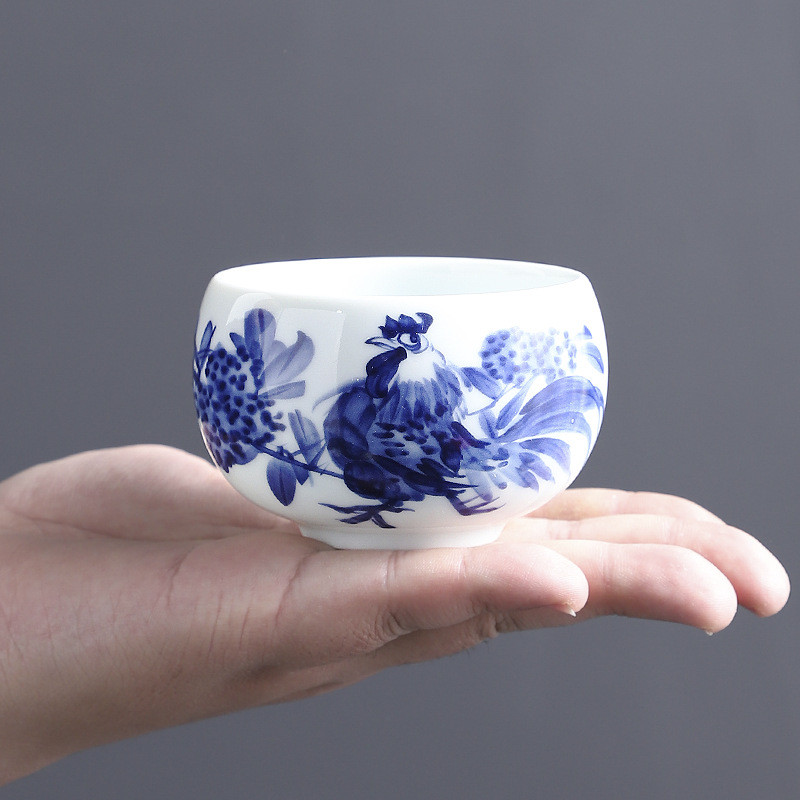 Nguyên Chất Vẽ Tay Màu Xanh Trắng Master Cup Cá Nhân Chuyên Dụng Uống Trà Cốc Đơn Cốc Trà Cá Nhân Cốc Trà Hộp Quà Tặng QLIG