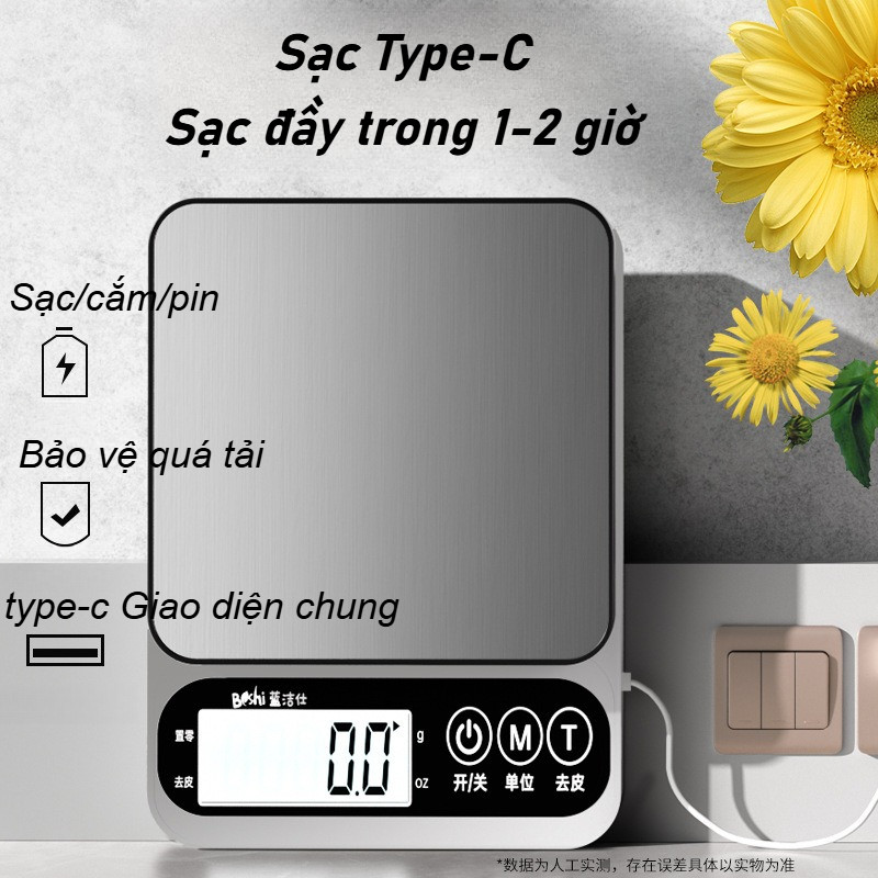 Cân Tiểu Ly Điện Tử Nhà Bếp Mini Định Lượng 0.1g - 10kg, chống gỉ, chống trầy xước, chống nước