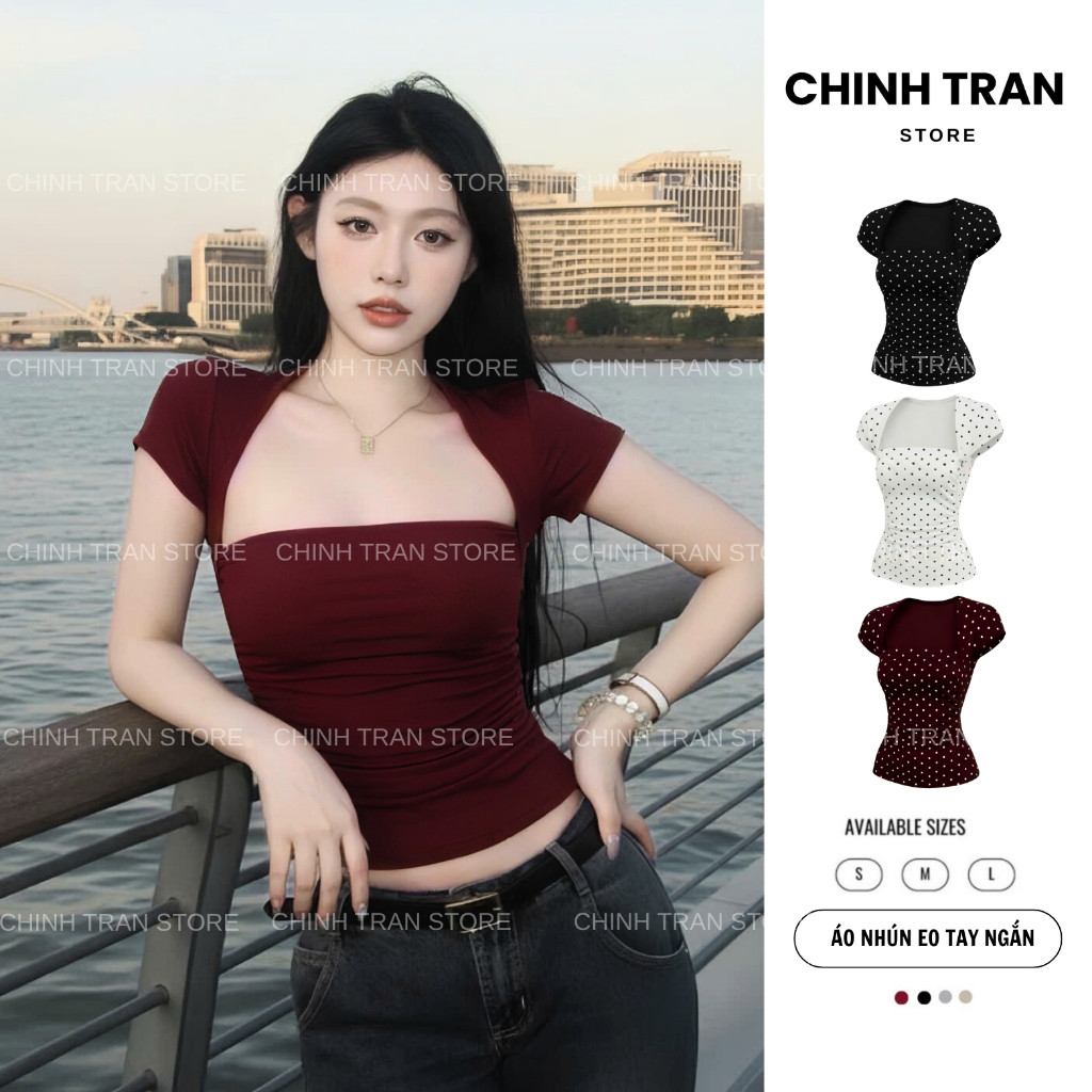 Áo Thun Nhún Eo Tay Ngắn Ôm Body Chất Thun Cotton Nhiều Màu