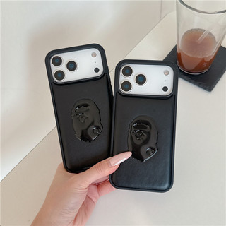 Vỏ điện thoại doanh nhân cao cấp hình khỉ dập nổi 3D cho iPhone 17 16 15 13 14 Pro Max Vỏ chống sốc