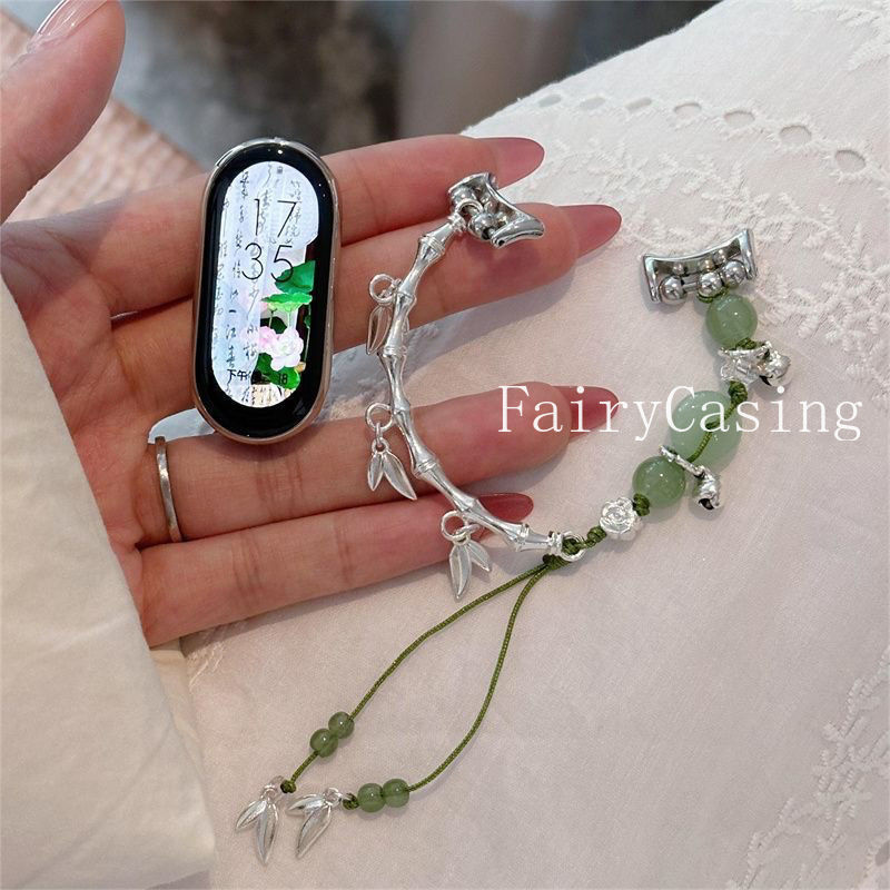 Dây đeo hạt nối tre thời trang cho Xiaomi Mi Band 10 9 8 Pro Vòng tay cho Miband 7 6 5 4 3 Dây đeo đồng hồ đeo tay bằng kính thiên văn