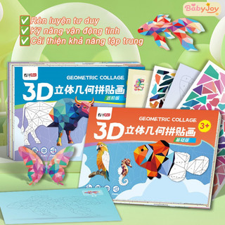 【BabyJoy】3D Ba Chiều Hình Học Cắt Dán,DIY Sáng Tạo Xếp tranh dán sticker Cho Trẻ Em,Nhãn dán hình động vật
