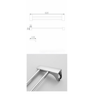 Kohler Phòng tắm cổ điển Kohler304Giá treo khăn bằng thép không gỉ cho phòng tắm, giá treo khăn tắm hai tầng, thanh treo