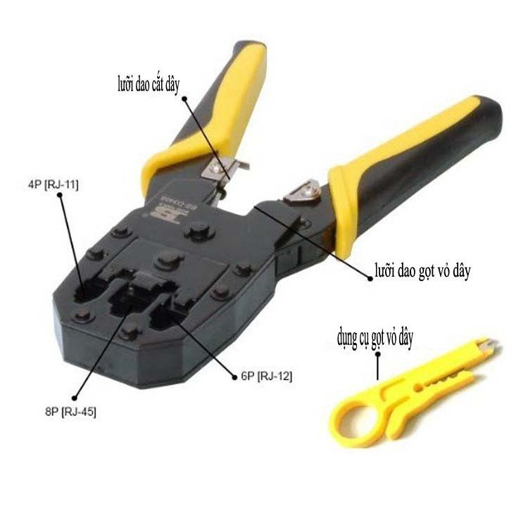 Kìm ép dây  bền bỉ, thiết kế 3 chức năng, đáp ứng nhu cầu ép dây đa dạng，kiềm bấm cáp mạng，kìm bấm dây mạng