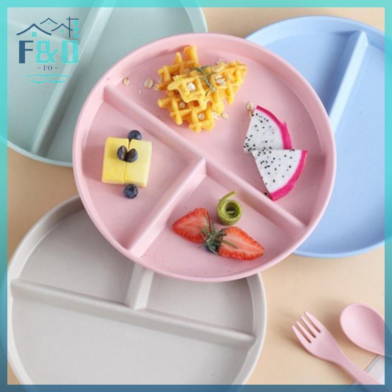 [F & O] Đĩa ngăn phương Tây ba lưới dành cho thực phẩm Đĩa chia Salad trái cây Rơm lúa mì Đĩa ăn kiêng Khay đựng thức ăn Đồ ăn nhà bếp {vn}