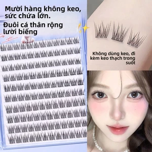 Lông mi giả không cần keo Sách lông mi dung lượng lớn 10 hàng Lông mi giả có thể tháo rời Cụm đơn trên Lông mi dưới Lông mi đẹp Trang điểm làm đẹp
