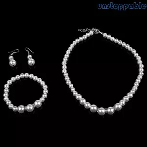 Unstop * Bộ 3 Bông Tai Vòng Cổ Ngọc Trai Sang Trọng Cho Nữ Đính Hôn