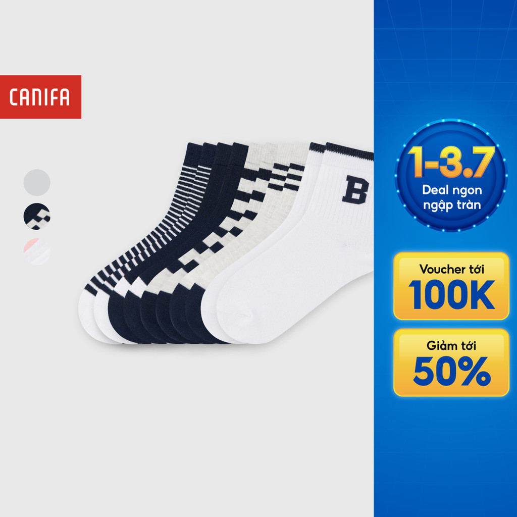 Combo 5 đôi tất trẻ em CANIFA cổ thấp co giãn thấm hút tốt 3AX25A002