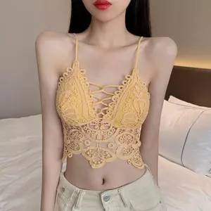 Phong cách mới Gợi cảm Áo ren móc rỗng Áo Vest lưng đẹp Dây áo yếm