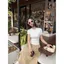 Áo thun ngắn tay cổ tròn trắng mùa xuân mùa hè màu trơn Slim-Fit Đơn giản đi lại hàng ngày Áo thun đế phù hợp