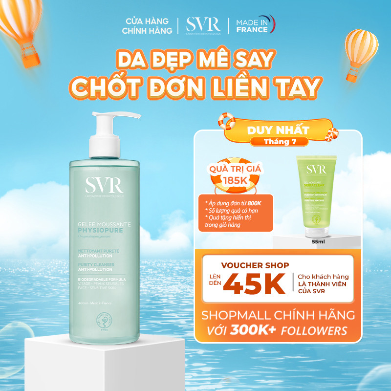 [Livestream] Sữa rửa mặt dạng gel cho da nhạy cảm SVR Physiopure Gelee Moussante 400ml