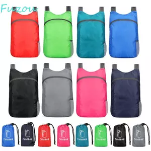 Ba lô có thể gập lại FUJIOU, có túi lưu trữ dây rút Túi Nylon nhẹ dung tích lớn, Túi đeo vai có dây kéo chống thấm nước Túi đi học đi bộ đường dài