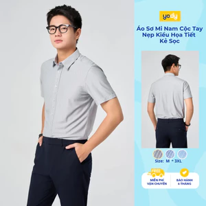 Áo sơ mi nam YODY cộc tay nẹp kiểu họa tiết kẻ sọc TRA - MOSH25S081