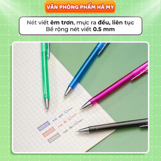 Combo 10 Cây Bút Gel B Thiên Long GEL-B011 Ngòi 0.5mm - Bút Gel Nắp Đậy Viết Êm Tay, Mực Đậm Sắc Nét