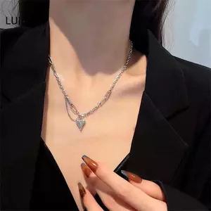 LUImo Sáng Tạo Ngọt Ngào Trái Tim Thoáng Mát Mặt Dây Chuyền Nelace Cho Nữ Cô Gái Thời Trang Đơn Giản Có Thể Điều Chỉnh Xương Đòn Dây Chuyền Phụ Kiện Trang Sức Quà Tặng SBS