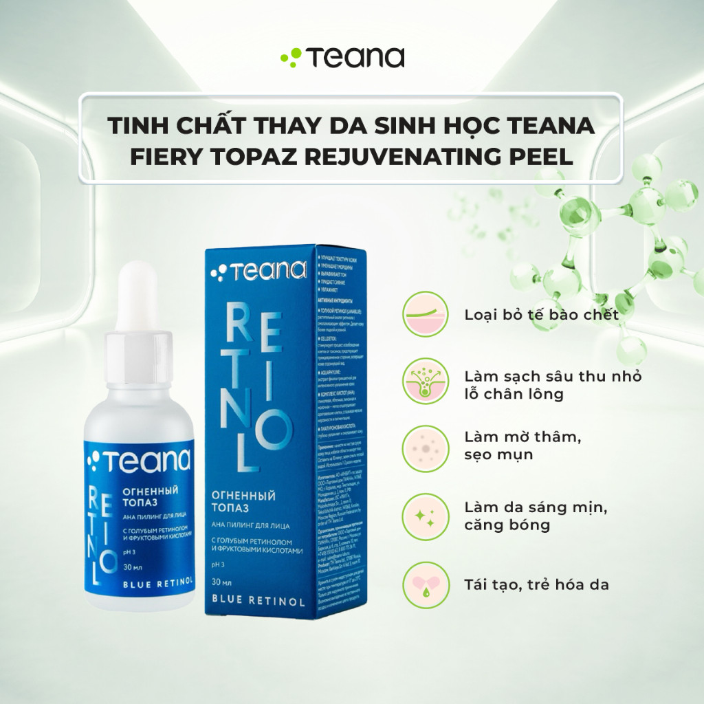 Peel Teana Blue Retinol Rejuvenating Fiery Topaz tinh chất thay da sinh học với Blue Retinol 30ml