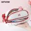 GETVOW Túi Đựng Bút Chì Dễ Thương, Da PU Smile Cherry Pencil, Hoạt Hình Văn Phòng Phẩm Gấu Dâu Hai Lớp Bút Túi Cô Gái