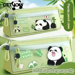 Bút chì GETVOW, Túi bút chì dung lượng lớn Capybara / Panda, Hộp văn phòng phẩm dành cho học sinh chống bụi bẩn di động Đồ dùng học tập