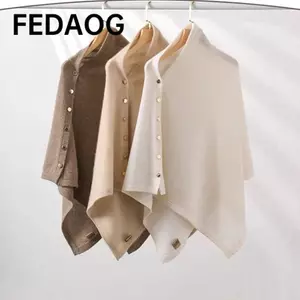 FEDAOG Dệt Kim Dày Ấm Poncho, Khăn Choàng Pashmina Ấm Không Đều, Dày Thường Ngày Có Nút Áo Len Khăn Choàng Khăn Mùa Thu Đông