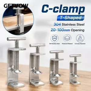 GETVOW 1 Kẹp C, Kẹp vuông hình chữ T mở 20-100mm, Chất lượng cao Thép không gỉ 304 chắc chắn có thể điều chỉnh Giá đỡ cố định Kẹp phần cứng