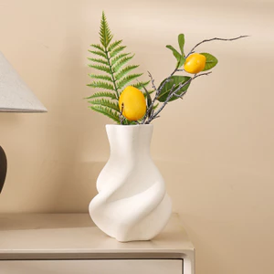 Sáng Tạo Xoắn Bình Gốm Mờ Trắng Không Kính Nghệ Thuật Sắp Xếp Hoa Trang Trí Nhà Cửa Trang Trí Cho Phòng Khách Nội Thất Mềm Mại