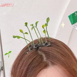 HFSHY 10 Cái Ngộ nghĩnh Cỏ Kẹp Tóc Mầm Đậu Ăng Ten Kẹp Tóc Cho Nữ Cô Gái Dễ Thương Cây Tóc Barrette Phụ Kiện Tóc VN