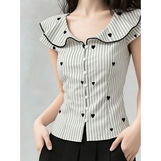 [Khuyến mãi trong thời gian có hạn] Áo sơ mi ngắn tay sọc đẹp độc đáo Hàn Quốc dành cho nữ Thời trang mùa hè Áo đẹp giảm tuổi