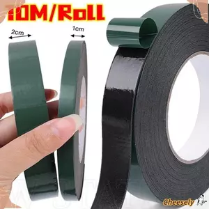 CHEESELY 10M / Cuộn Băng keo hai mặt, Băng xốp PE tự dính màu xanh lá cây màu đen, Dải xốp đa chức năng rộng 10 / 20mm Băng dán cố định